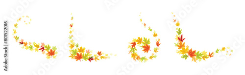 Autumn Leaf and Foliage Nature Curled Element Vector Set