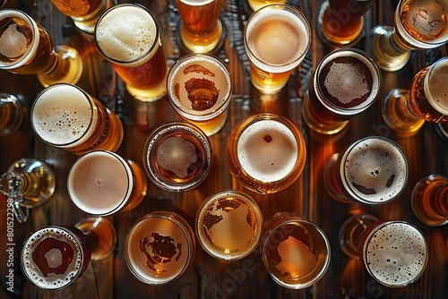 Close-Up of Assorted Beers in a Flight, Ready for a Tasting Adventure in a Cozy Pub