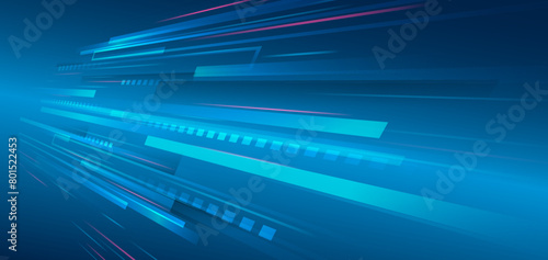 An array of information in the form of receding stripes. Large data stream on a dark background, glowing lines and squares. Data set analysis and visualization. Abstract business analytics.