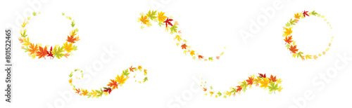 Autumn Leaf and Foliage Nature Curled Element Vector Set