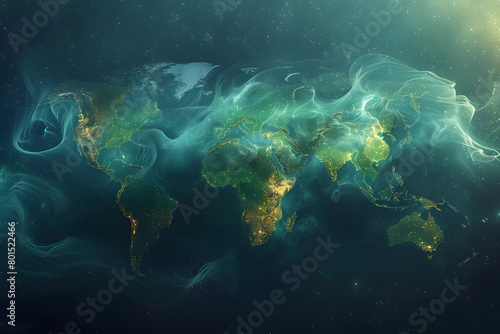 Digital Cartography: Stylized Earth on Gradient Background