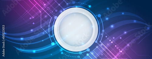 Wide Cyber security internet and networking concept. Hi-tech vector illustration with various technology elements. Abstract global sci fi concept. Digital internet communication on blue background.