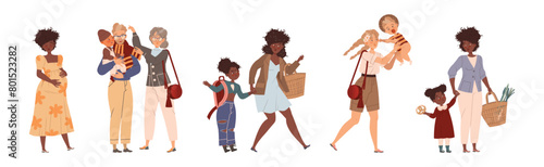 Mother and Kid Together as Parenthood Vector Set