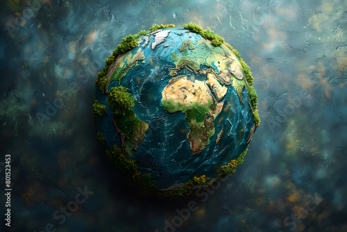 Digital Horizons: Stylized Earth Illustration on Gradient Background