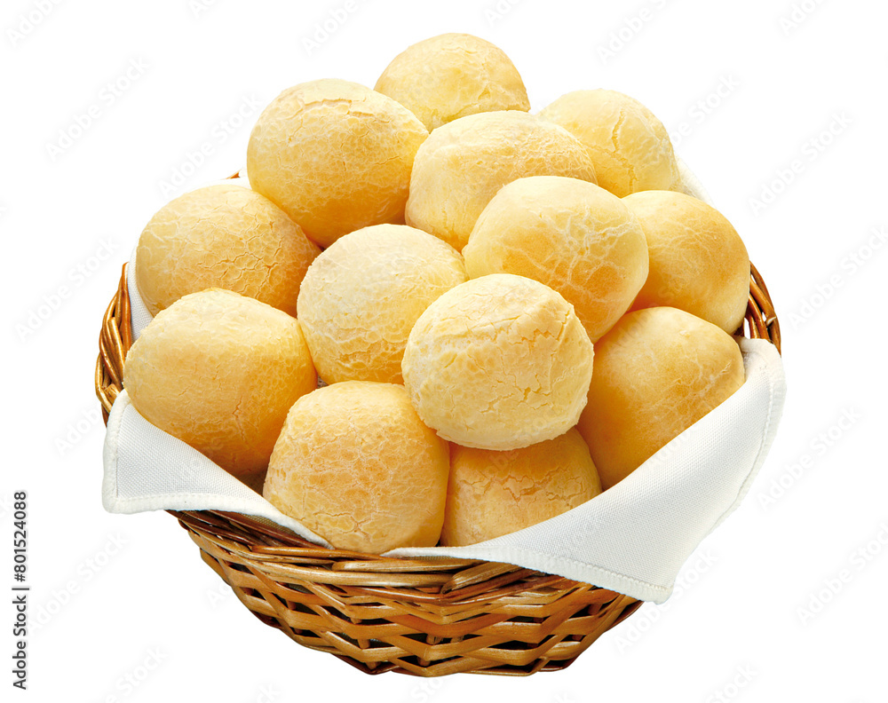 cesta com receita brasileira de pão de queijo isolado em fundo transparente cesta com receita brasileira de pão de queijo isolado em fundo transparente