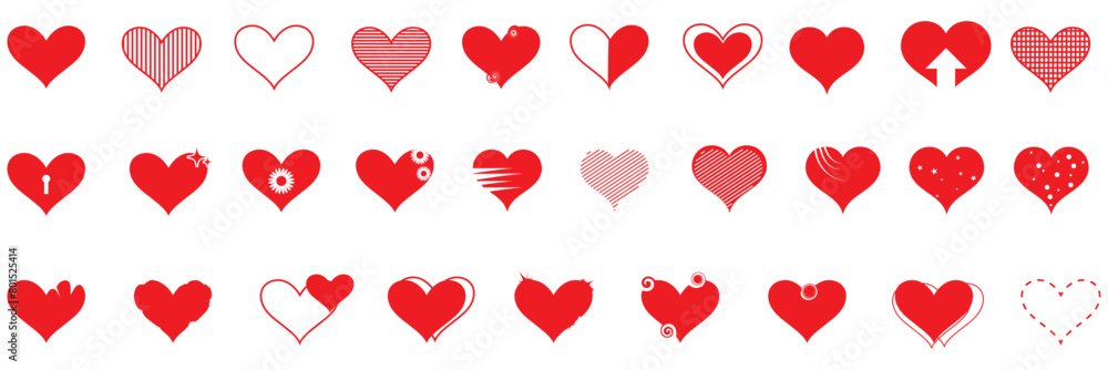 Hearts. Vector stilyzed red hearts set, isolated on white background ...