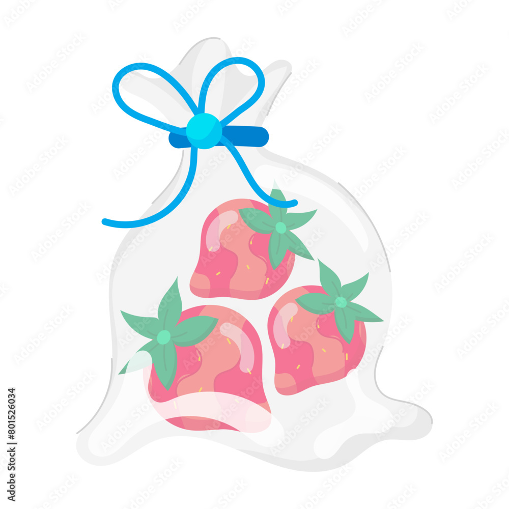 Strawberry Foods Flat Stickers Strawberry Foods Flat Stickers