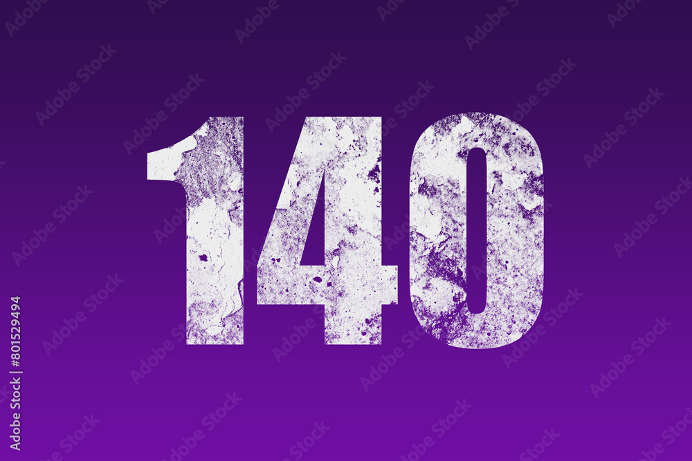 flat white grunge number of 140 on purple background. flat white grunge number of 140 on purple background.