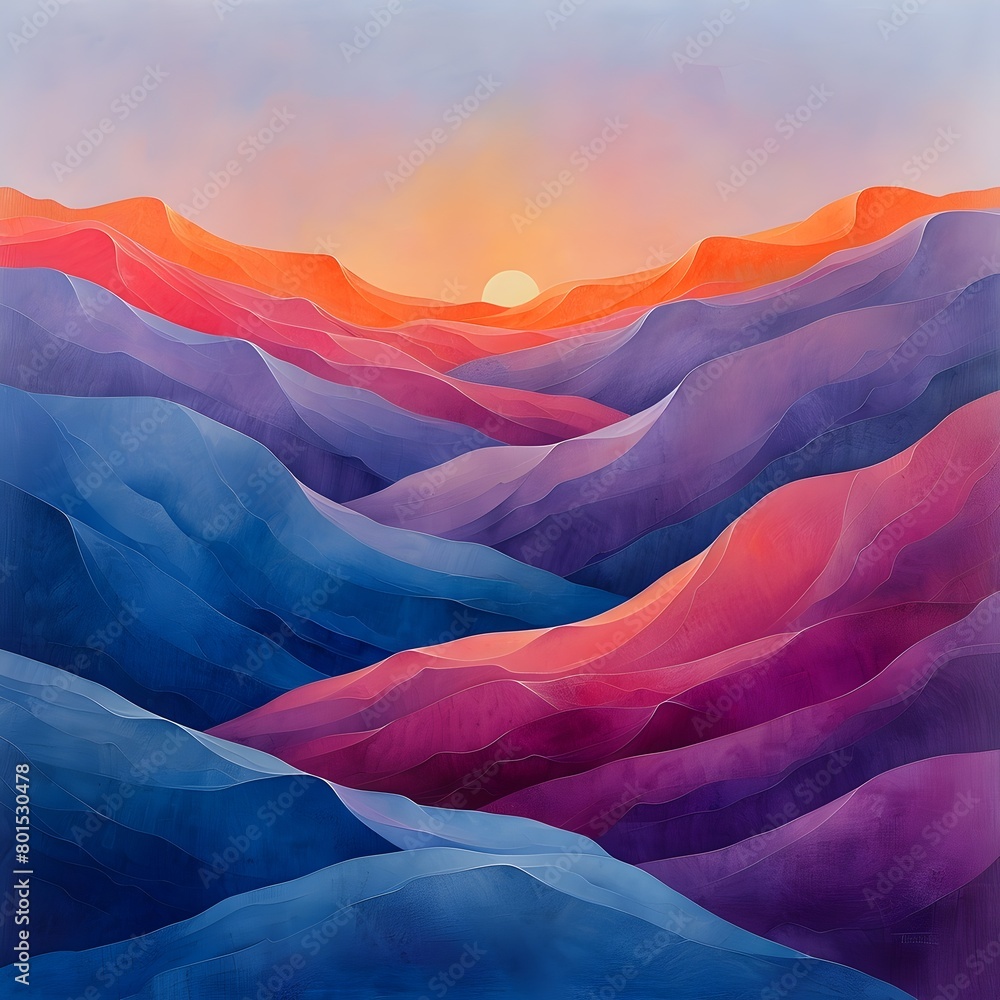 Otherworldly Chromatic Landscapes Vibrant Gradient Peaks and Valleys in Ethereal Harmony