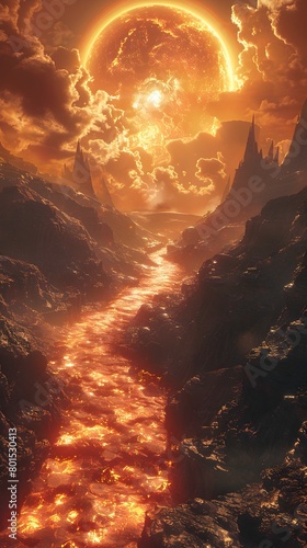 Navigating Volcanic Hotspot Through a Surreal Inferno of Chaos and Fire