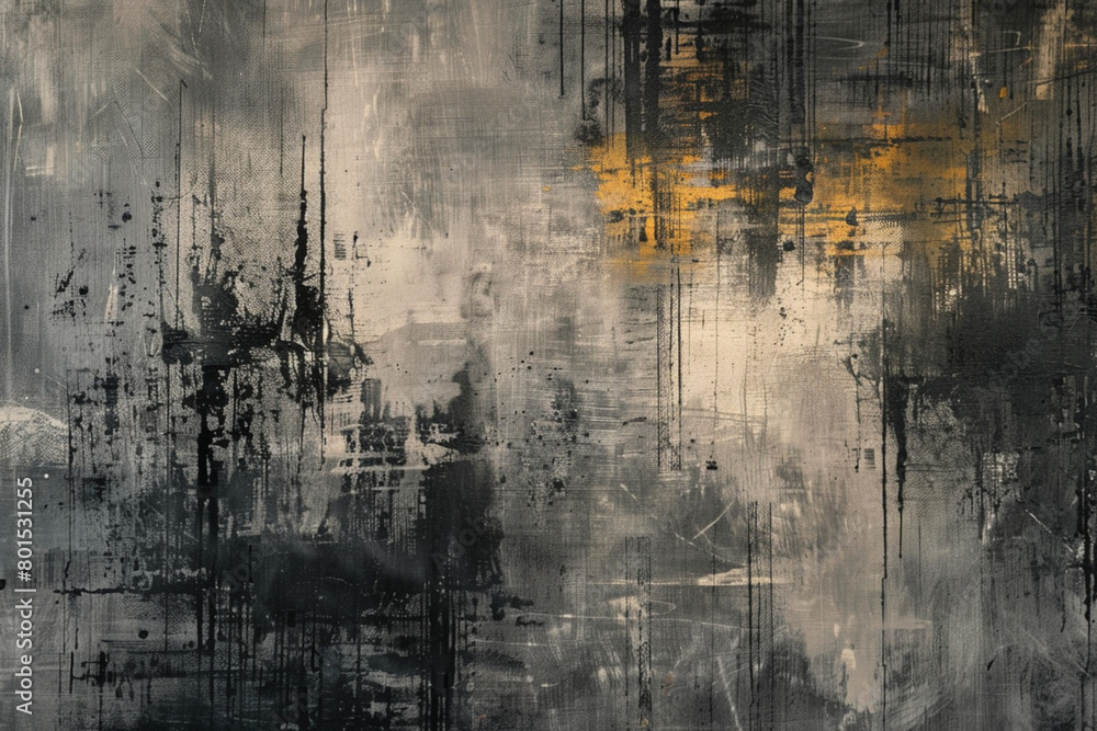 Mixed media art Gray layers and delicate Thai elements. Abstract style