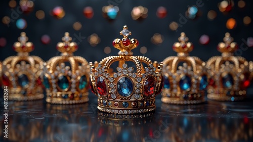 The real gold crown for kings and queens. Royal golden noble aristocrat monarchies. Genuine gold crowns for royalty, luxury and crowning.