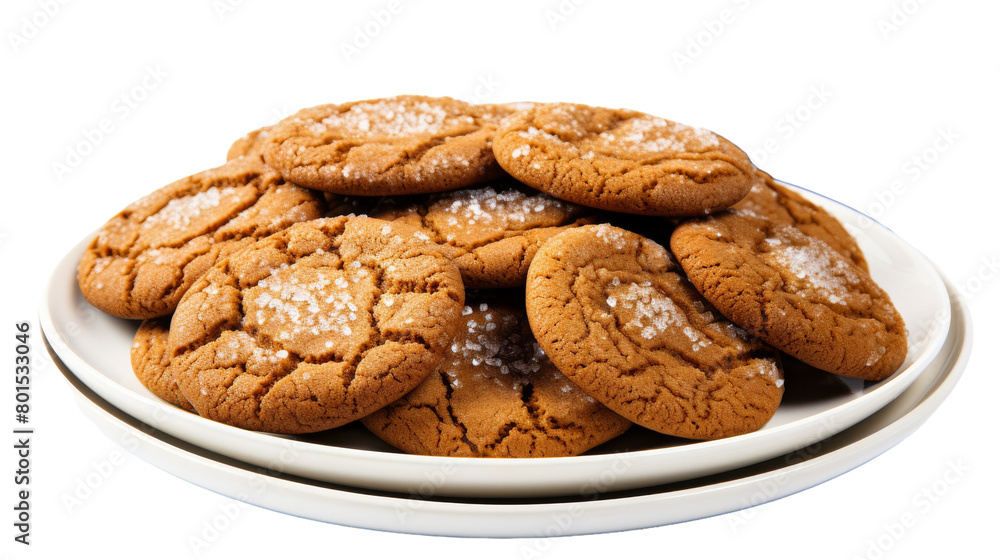 White plate holding freshly baked cookies beside a steaming cup of coffee