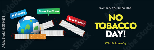 World No Tobacco Day. 31st May World No tobacco day celebration cover banner, post to spread awareness to quit smoking. The theme for 2024 is Protecting children from tobacco industry interference. 