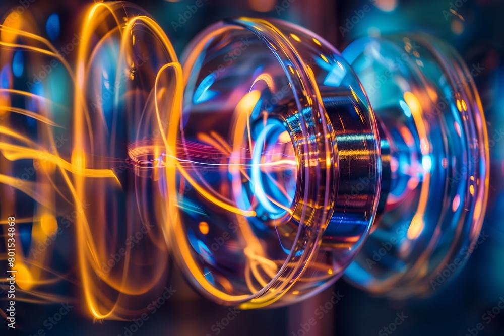 concentric abstract rings glowing with an interplay of blue and orange lights, suggesting energy and motion concentric abstract rings glowing with an interplay of blue and orange lights, suggesting energy and motion