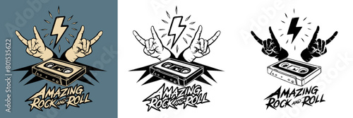 2024 cassette tape old school retro vintage vector design, amazing rock and roll