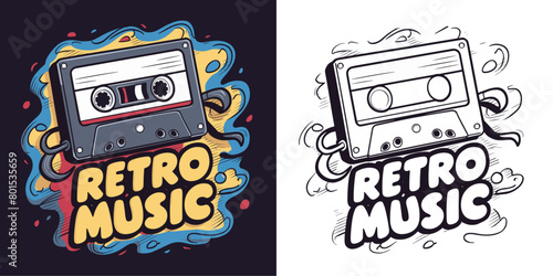 2024 cassette tape old school retro vintage vector design, retro music