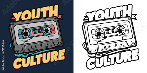 2024 cassette tape old school retro vintage vector design, youth culture