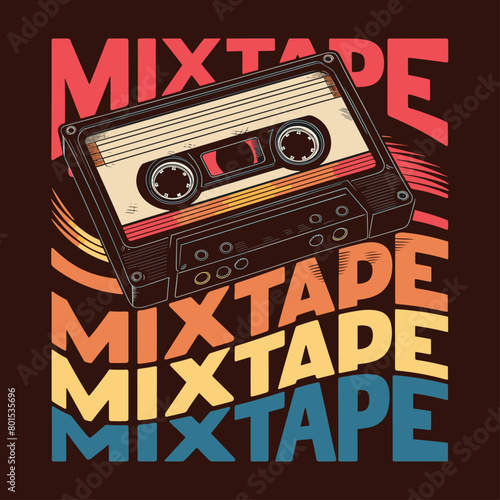 2024 cassette tape vector design, mixtape vintage retro cassete
