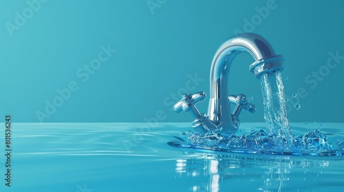 water shortage concept clean water pouring from kitchen or bathroom faucet environmental issue digital illustration