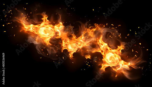 fiery sparks on an isolated transparent background. Sparks png, fire png, fiery particles