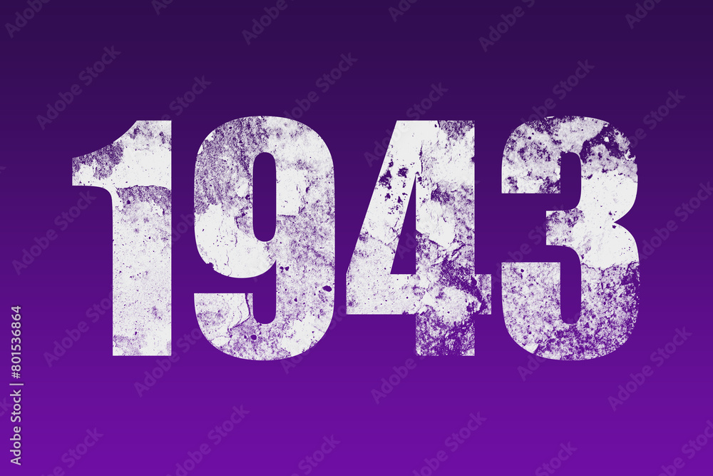 flat white grunge number of 1943 on purple background. flat white grunge number of 1943 on purple background.