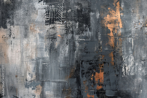 Mixed media art Gray layers and delicate Thai elements. Abstract style