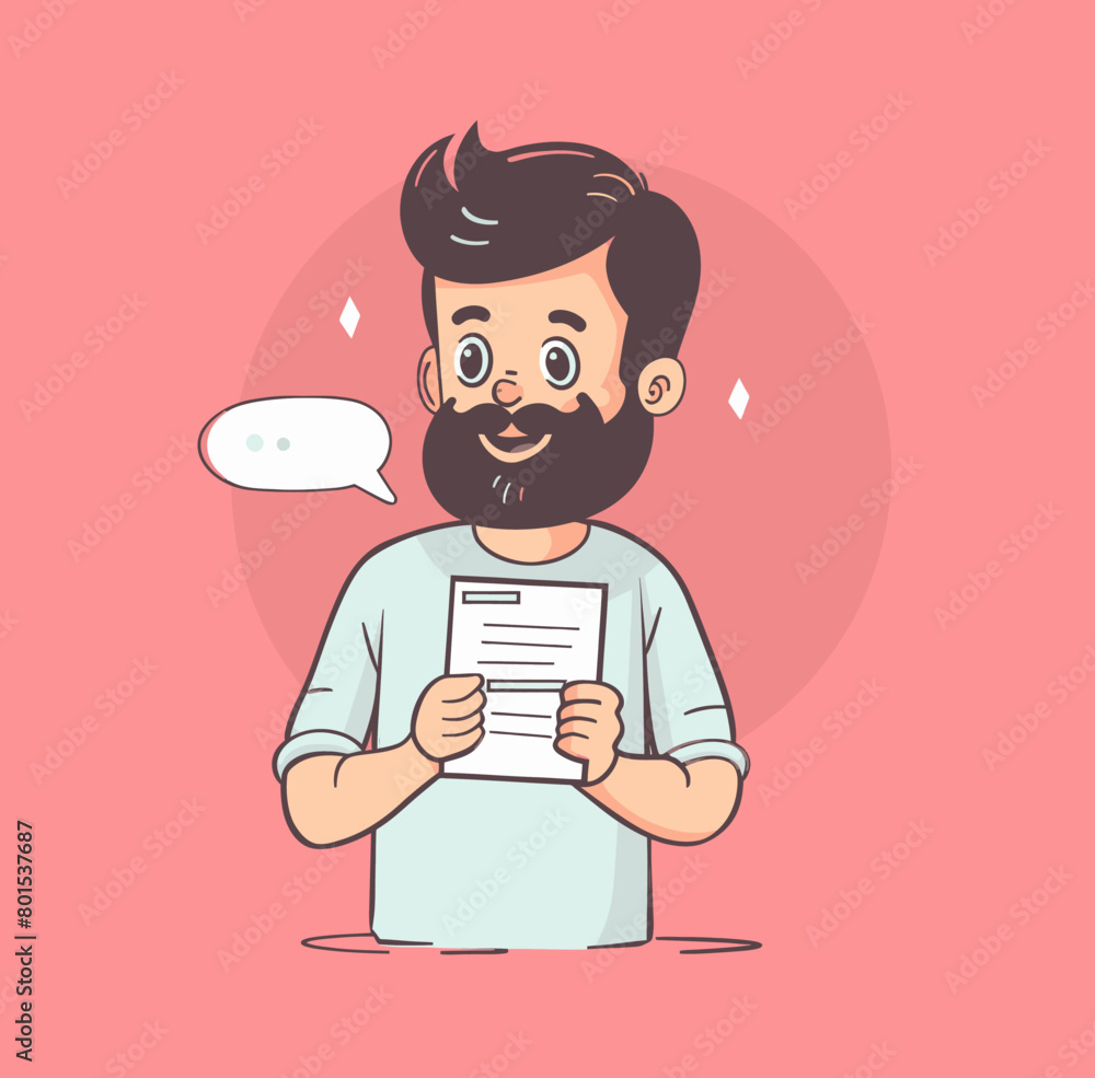 a man with a beard holding a piece of paper a man with a beard holding a piece of paper