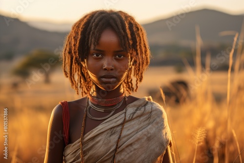 Portrait of a young woman in traditional African attire