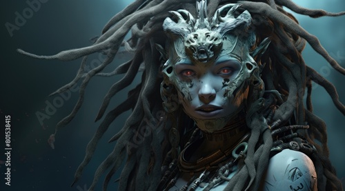 Futuristic Cyberpunk Warrior with Glowing Eyes