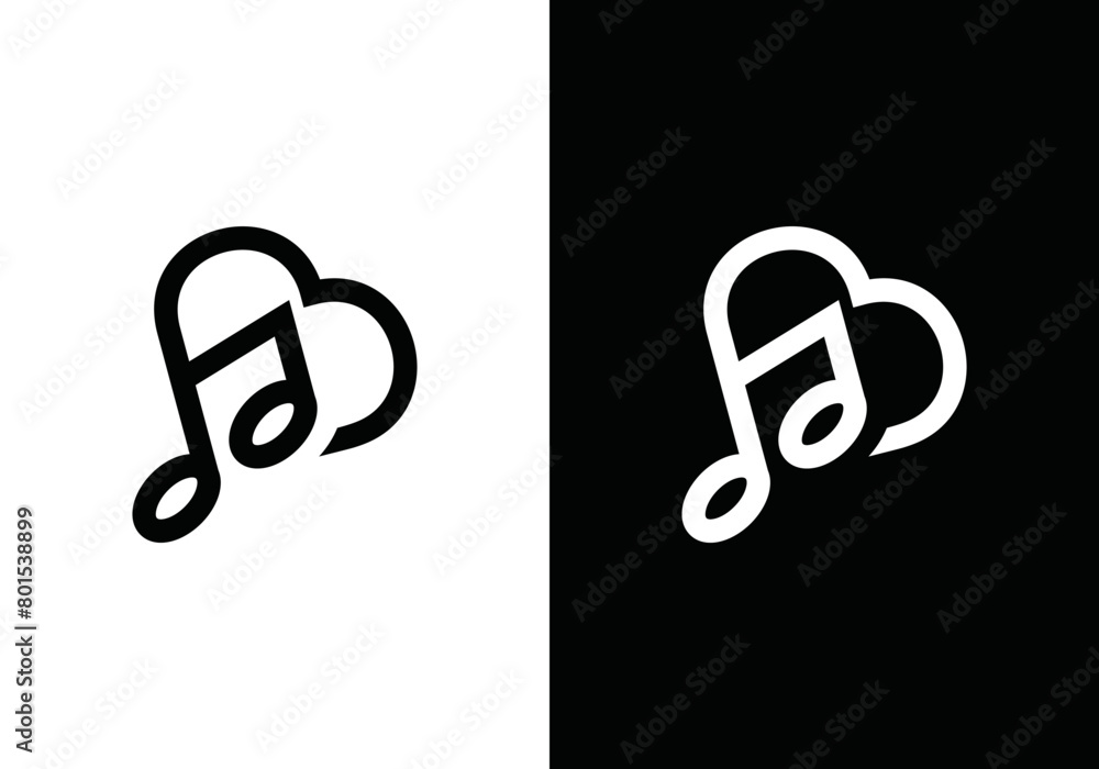 Vetor de Love music logo design for music studio, vector music logo ...