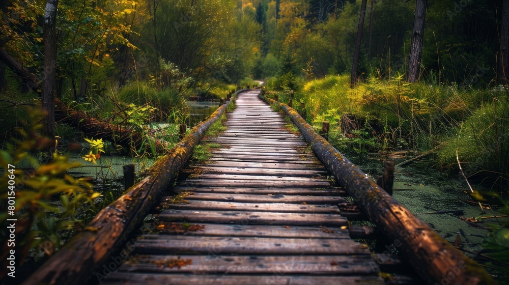 long wooden path, nature background, copy and text space, 16:9 long wooden path, nature background, copy and text space, 16:9