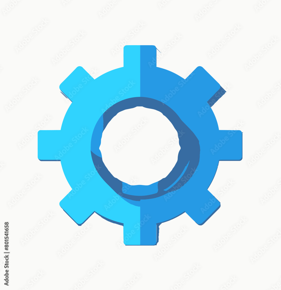 a blue gear wheel with a shadow on a white background