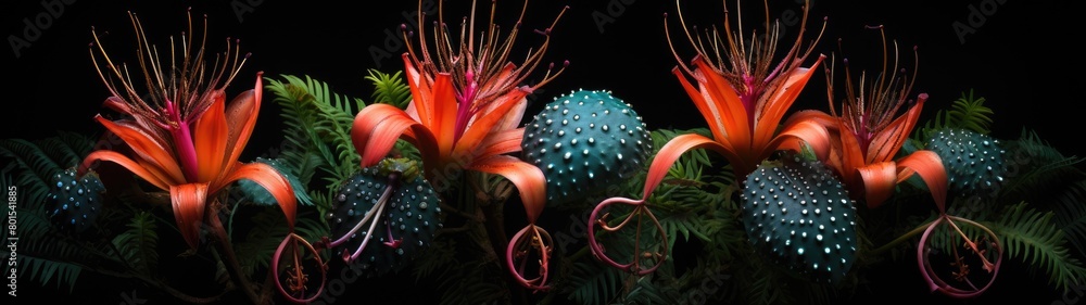 Fototapeta premium Vibrant tropical flowers and foliage