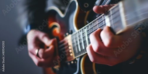a person playing a guitar with their hands on it's strings and a guitar picker in the other hand