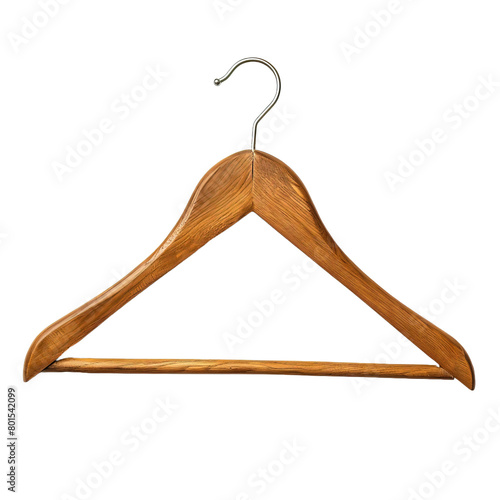 Wooden hanger isolated on white or transparent background