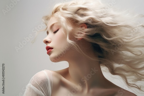 Glamorous blonde woman with flowing hair
