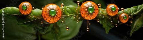 Vibrant Floral Jewelry on Lush Foliage © Balaraw