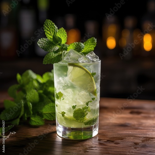 Refreshing Mojito Cocktail with Lime and Mint