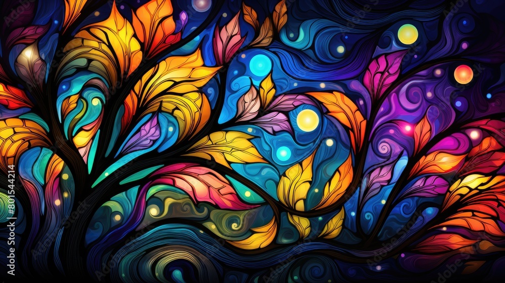 Vibrant abstract floral and cosmic landscape Vibrant abstract floral and cosmic landscape