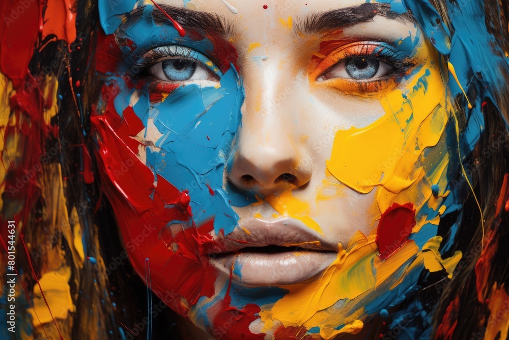 Vibrant abstract face portrait