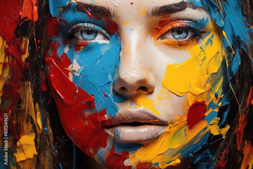 Vibrant abstract face portrait