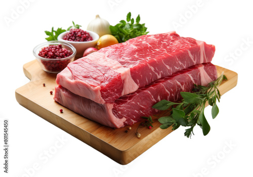 fresh raw beef cutlet dish isolated on transparent background, generated ai