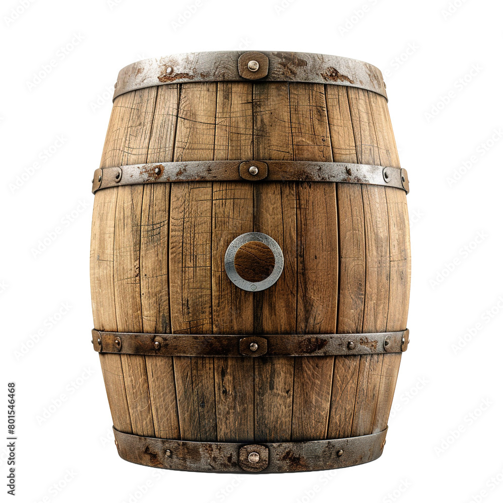 Obraz premium Wooden barrel isolated on white or transparent background