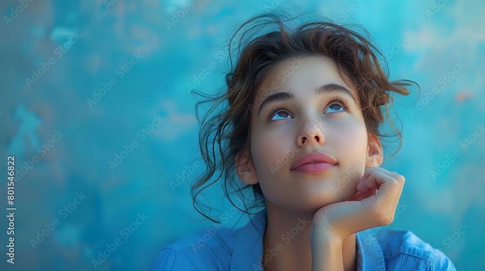 Minimalist composition with pensive subject and symbolic thought bubble Minimalist composition with pensive subject and symbolic thought bubble