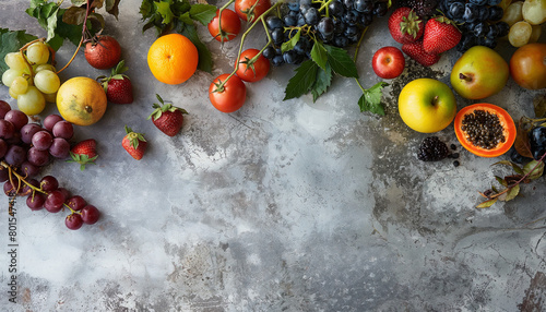 Assorted Fresh Fruits on Textured Background - Healthy Eating Concept