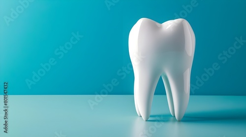 abstract dental background  White Tooth isolated on blue background copyspace background.