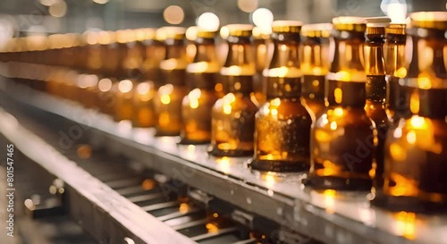 Wallpaper Mural Mockup of beer bottles in a factory with blank labels. Concept Product Packaging, Manufacturing Process, Branding Design, Industrial Setting, Beverage Industry Torontodigital.ca