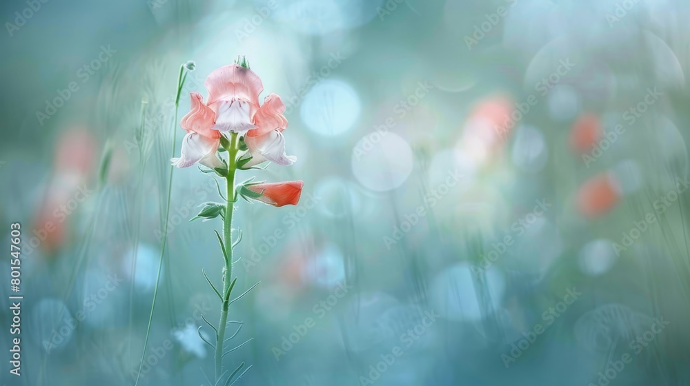 Obraz premium A tight shot of a bloom against a hazy backdrop of nearby flowers, and a soft focus on grass and blossoms in the foreground