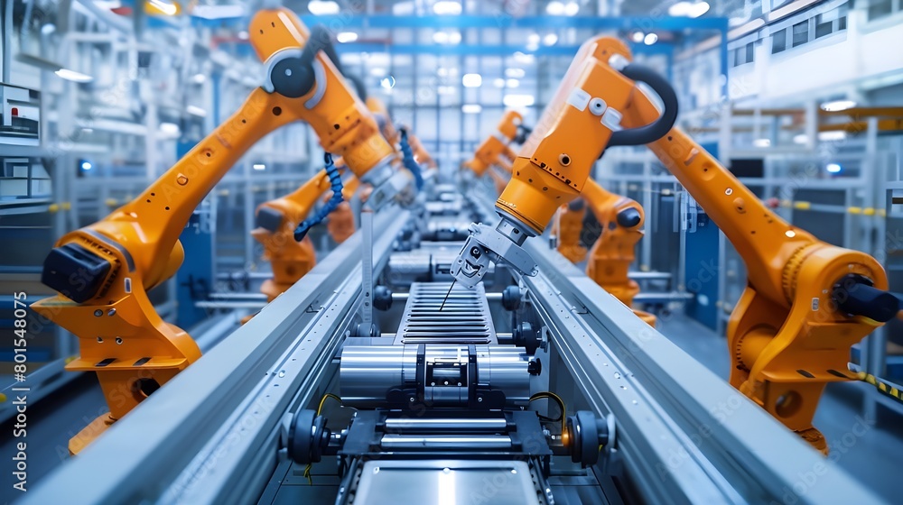 robots working on manufacturing industry. robots working on manufacturing industry.